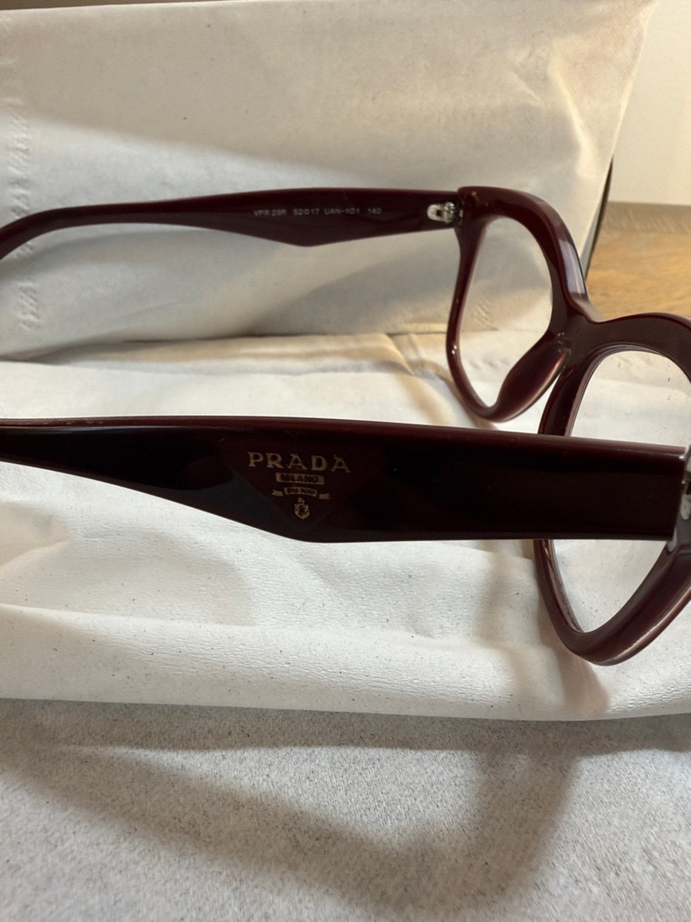 Prada Burgundy Cat-Eye Women's Glasses - Picture 2 of 4